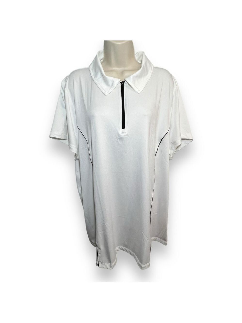 LIVI Women’s Wicking Short Sleeve Zip-Up Polo White Size 22/24